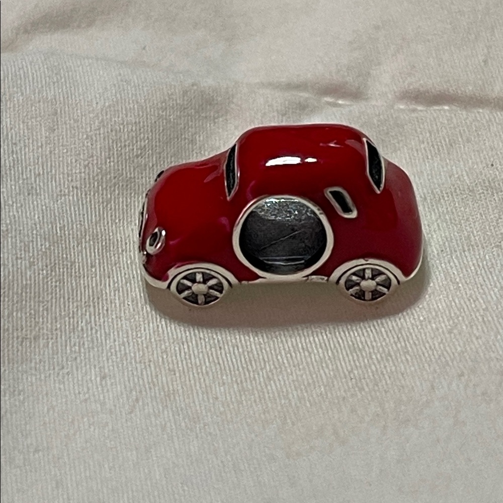 Red Volkswagen Beetle Charm with Red Heart Details - Picture 5 of 8